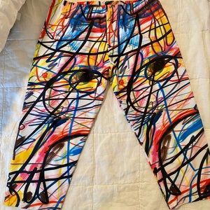 Graffiti print cropped leggings, Jeremy Scott, size 8